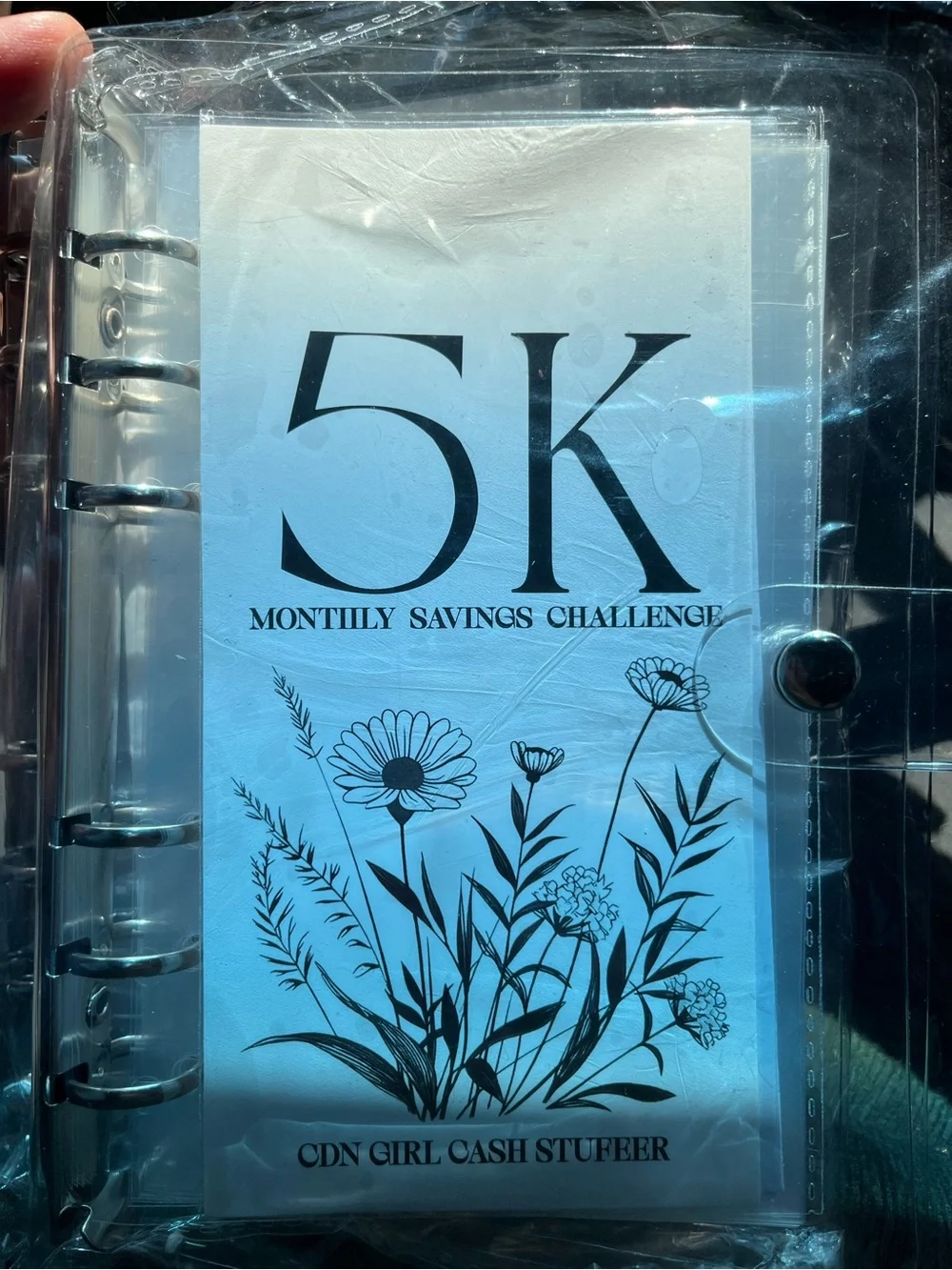 Monthly Savings Challenges Clear Cover Binder - Blue/Black